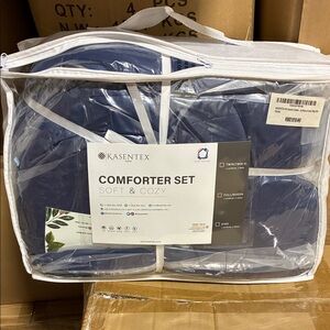 Twin Size Navy/Red Soft 2-Tone Reversible Comforter Set - 1810-NV-T